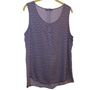 The North Face Women's Sleeveless Blue Floral Print Pop Over Top Size Large